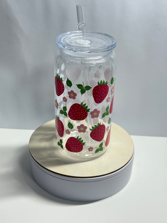 CUP ERDBEEREN MIT BLUMEN