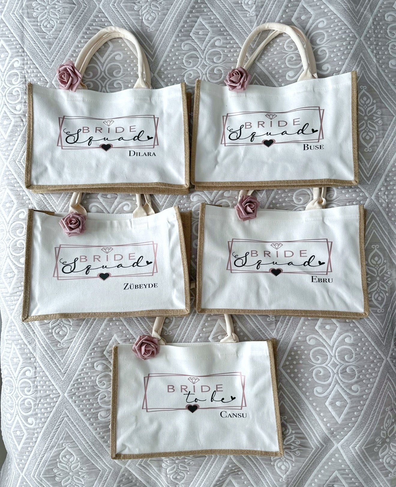 JGA GOODIE BAG JUTE TASCHE PERSONALISIERT BRIDE SQUAD