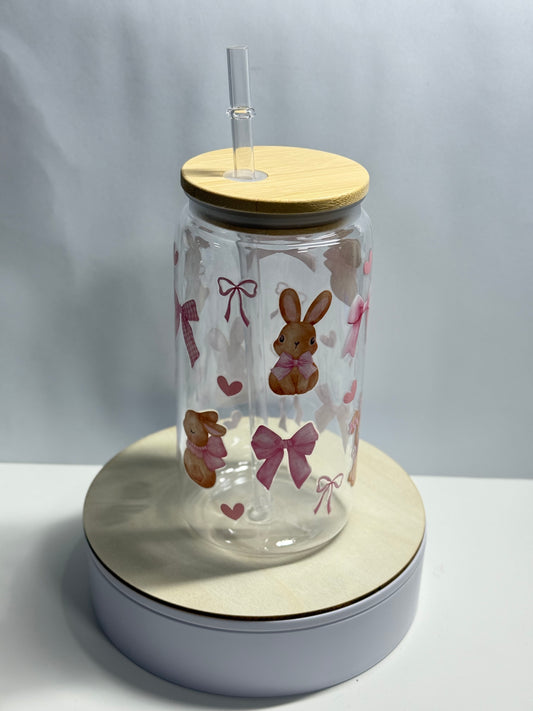 CUP HASEN MIT ROSA SCHLEIFE