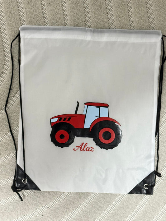 TURNBEUTEL ROTER TRAKTOR MIT NAMEN