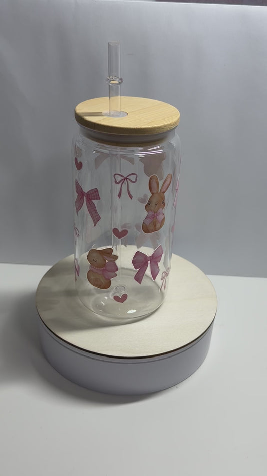 CUP HASEN MIT ROSA SCHLEIFE